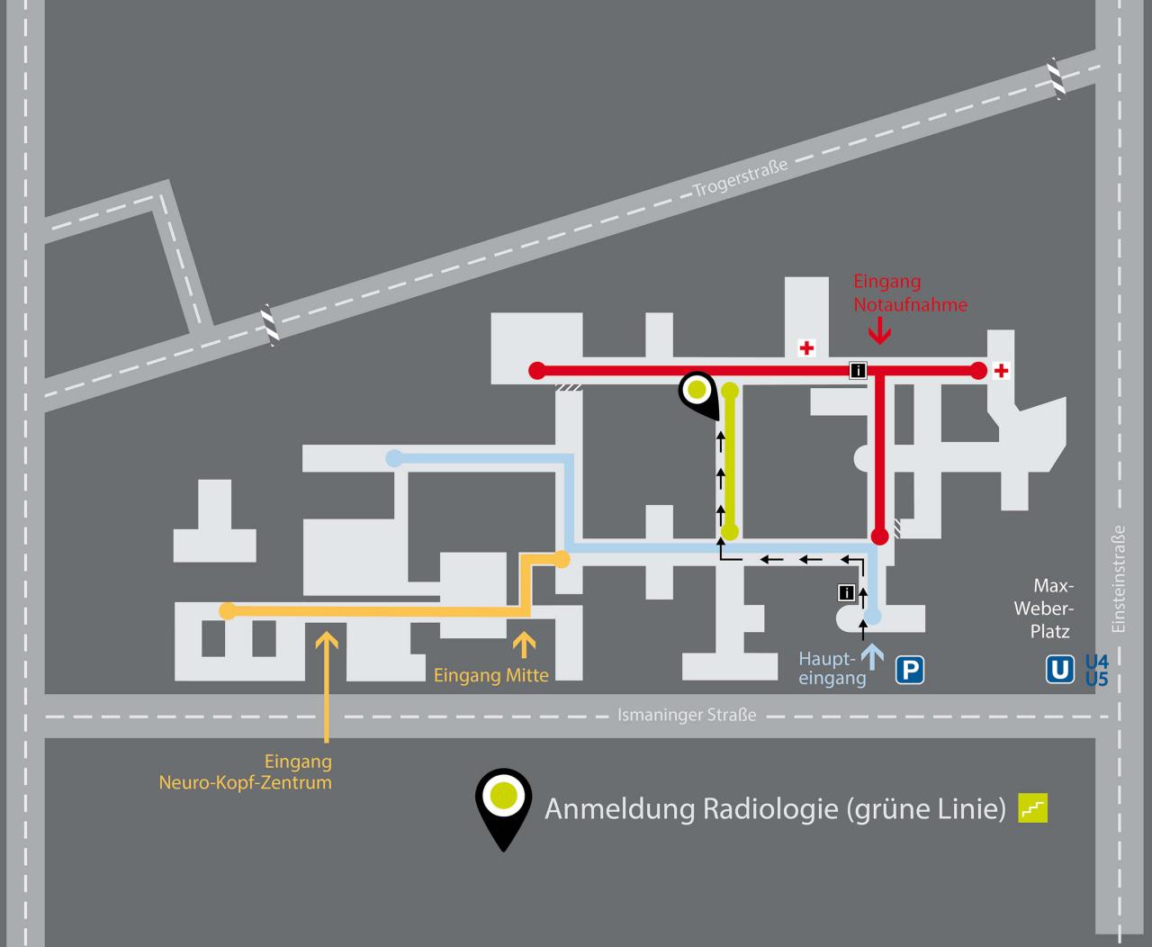 Wegeplan zur Radiologie im Klinikum Wegeplan zur Radiologie im Klinikum